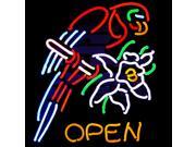 Fashion Neon Sign extremely bright Open Parrot Flower Handcrafted Real Glass Lamp Neon Light Neon Sign Beerbar Sign Neon Beer Sign 24x20