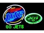 Fashion Neon Sign Miller Lite New York Jets Handcrafted Real Glass Lamp Neon Light Neon Sign Beerbar Sign Neon Beer Sign 24x20
