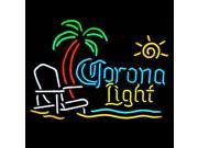 Super Bright! Fashion Neon Sign New Corona Beach Chair and Palm Tree Sign Handcrafted Real Glass Neon Light Sign Home Beer Bar Pub Recreation Room Game Room Win