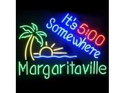 Fashion Neon Sign Margaritaville It s 5 O clock Handcrafted Real Glass Lamp Neon Light Neon Sign Beerbar Sign Neon Beer Sign 24X20