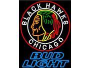 Fashion Handcraft Bud Light Chicago Blackhawks Real Glass Neon Light Sign 24x20!!!