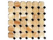 Sample of Yellow Onyx Octagon Black Marble 12x12 Polished
