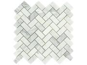 Sample of Arabescato Carrara Herringbone Pattern 1x2 Honed