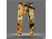 New 2015 fashion mens printed yellow painted jeans male personality denim skinny pants mens washed slim jeans