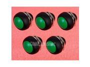 5pcs Green 12mm Mini Round Waterproof Lockless Momentary Push Button Switch