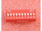 10pcs Red 2.54mm Pitch 10 Bit 10 Positions Ways Slide Type DIP Switch