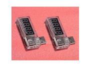 2pcs Translucent USB Current Tester Detector Ampere Meter 0A 3A 3.5V 7V