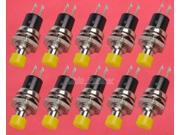 10pcs Yellow Mini Push Button Swithc Lockless Momentary ON OFF Switch PBS 110