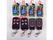 DC12V 10A 1CH 4 Receiver 4Key RF Wireless 4 Transmitter Learning Code 315 433MHz