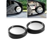 2pcs Car Exterior Black Round Blind Spot Rearview Mirror 360 Degree Adjustable