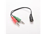 1x Audio Headset Mic Y Splitter Cables Of 3.5mm Female to Dual Male Jack