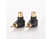 2pcs RCA Male to Female M F Connector Adapter Audio AV Plug 90 Right angle