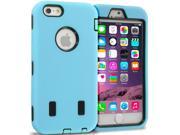 Baby Blue Black Hybrid Deluxe Hard Soft Case Cover for Apple iPhone 6 4.7