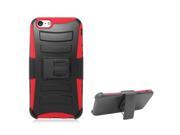 Black Red Hybrid Heavy Duty Hard Soft Case Cover with Holster for Apple iPhone 6 Plus 5.5