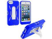Blue White Hybrid Heavy Duty Hard Soft Case Cover with Stand for Apple iPhone 5 5S