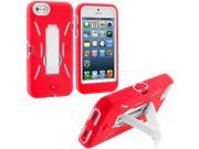 Red White Hybrid Heavy Duty Hard Soft Case Cover with Stand for Apple iPhone 5 5S