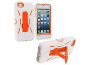 White Orange Hybrid Heavy Duty Hard Soft Case Cover with Stand for Apple iPhone 5 5S