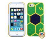 Apple iPhone 5S 5 Green Yellow Goalkeeper Hybrid Case Cover with Dark Blue Stand