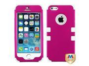 Apple iPhone 5S 5 Titanium Solid Hot Pink Solid White TUFF Hybrid Case Cover