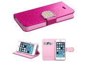 Apple iPhone 5S 5 Hot pink Glittering MyJacket Wallet Case with Diamante Belt