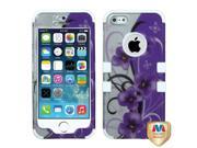 Apple iPhone 5S 5 Twilight Petunias 2D Silver Solid White TUFF Hybrid Case Cover
