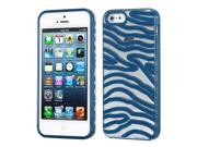 Apple iPhone 5S 5 Transparent Clear Dark Blue Zebra Skin Gummy Case Cover