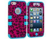 Baby Blue Hot Pink Leopard Hybrid Tuff Hard Soft 3 Piece Case Cover for Apple iPhone 5 5S
