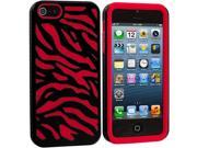 Red Black Hybrid Zebra Hard Soft Case Cover for Apple iPhone 5 5S