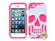 Apple iPhone 5S 5 Ivory White Electric Pink Skullcap Hybrid Case Cover