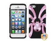Apple iPhone 5S 5 Pink Plating Matte Wrinkle Black Spiderbite Hybrid Case Cover