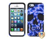 Apple iPhone 5S 5 Blue Lightning Black Skullcap Hybrid Case Cover