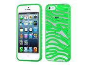 Apple iPhone 5S 5 Transparent Clear Solid Green Zebra Skin Gummy Case Cover