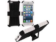 White Rugged Hybrid Hard Soft Case Cover with Mini Stand for Apple iPhone 5 5S