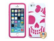 Apple iPhone 5S 5 Ivory White Hot Pink Skullcap Hybrid Case Cover