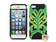 Apple iPhone 5S 5 Solid Pearl Green Black Butterflykiss Hybrid Case with Diamonds