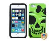 Apple iPhone 5S 5 Solid Pearl Green Black Skullcap Hybrid Case Cover