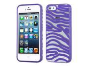 Apple iPhone 5S 5 Transparent Clear Solid Purple Zebra Skin Gummy Case Cover