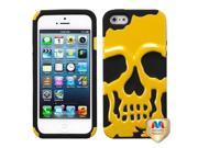 Apple iPhone 5S 5 Solid Pearl Yellow Black Skullcap Hybrid Case Cover