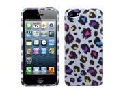 Apple iPhone 5S 5 Jagged Colorful Leopard 2D Silver Phone Case Cover