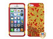 Apple iPhone 5S 5 Solid Pearl Yellow Red Flower Hybrid Case Cover with Diamonds
