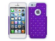 Apple iPhone 5S 5 Purple Solid White Luxurious Lattice Dazzling Armor Case Cover