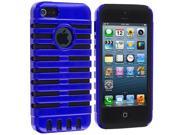 Blue Black Hybrid Ribs Hard Soft Case Cover for Apple iPhone 5 5S