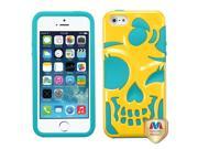 Apple iPhone 5S 5 Solid Pearl Yellow Tropical Teal Skullcap Hybrid Case Cover