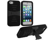 Black Black Hybrid Hard Silicone Case Cover with Stand for Apple iPhone 5 5S