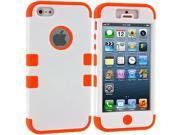 White Orange Hybrid Tuff Hard Soft 3 Piece Case Cover for Apple iPhone 5 5S