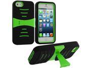 Black Neon Green Hybrid Hard Silicone Case Cover with Stand for Apple iPhone 5 5S