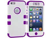 White Purple Hybrid Tuff Hard Soft 3 Piece Case Cover for Apple iPhone 5 5S