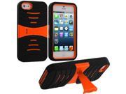 Black Orange Hybrid Hard Silicone Case Cover with Stand for Apple iPhone 5 5S