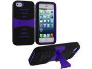 Black Purple Hybrid Hard Silicone Case Cover with Stand for Apple iPhone 5 5S