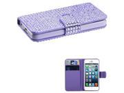 Apple iPhone 5S 5 Purple Diamonds Book Style MyJacket Wallet Case Cover